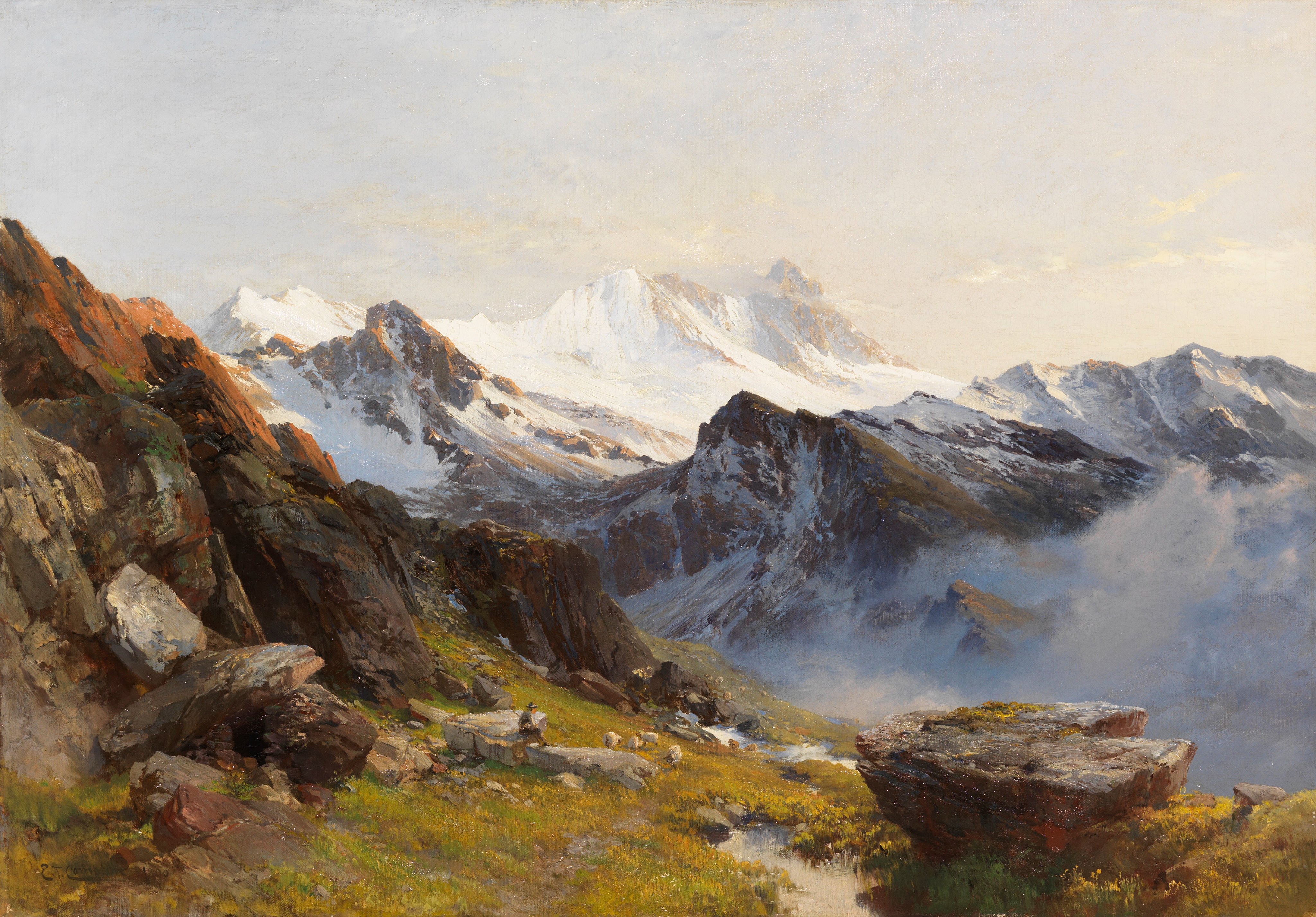 Großglockner von der Prager Hütte aus, früh, Edward Theodore Compton (1890)